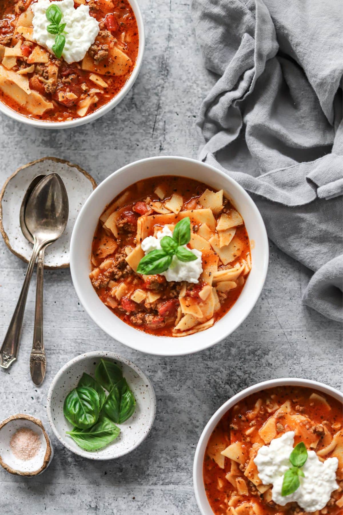 The BEST Lasagna Soup with cottage cheese Gluten Free