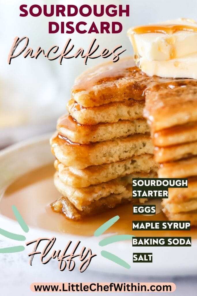 Sourdough Pancake stack on a white plate