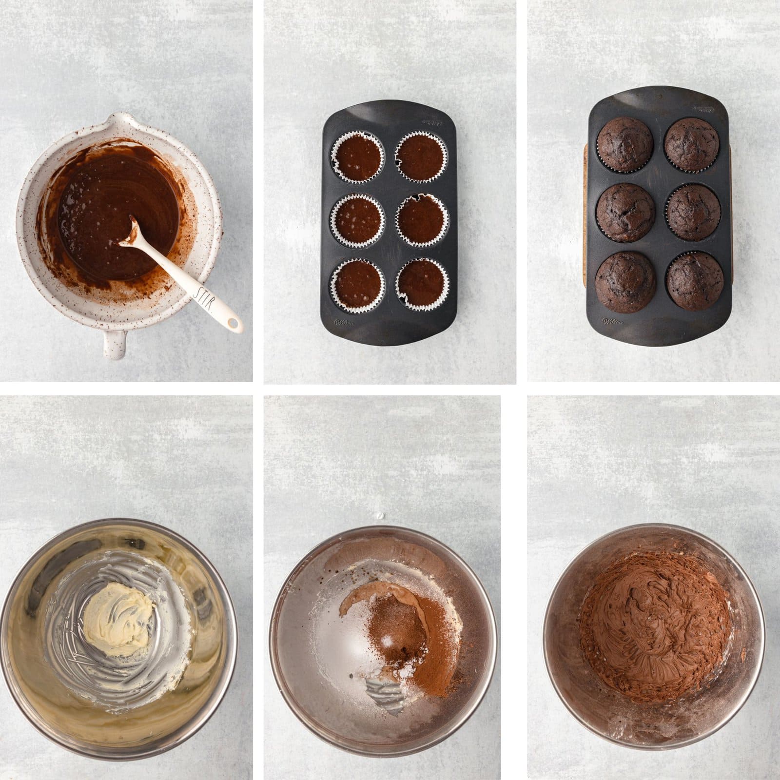 Small batch chocolate cupcake batter with creamy texture.