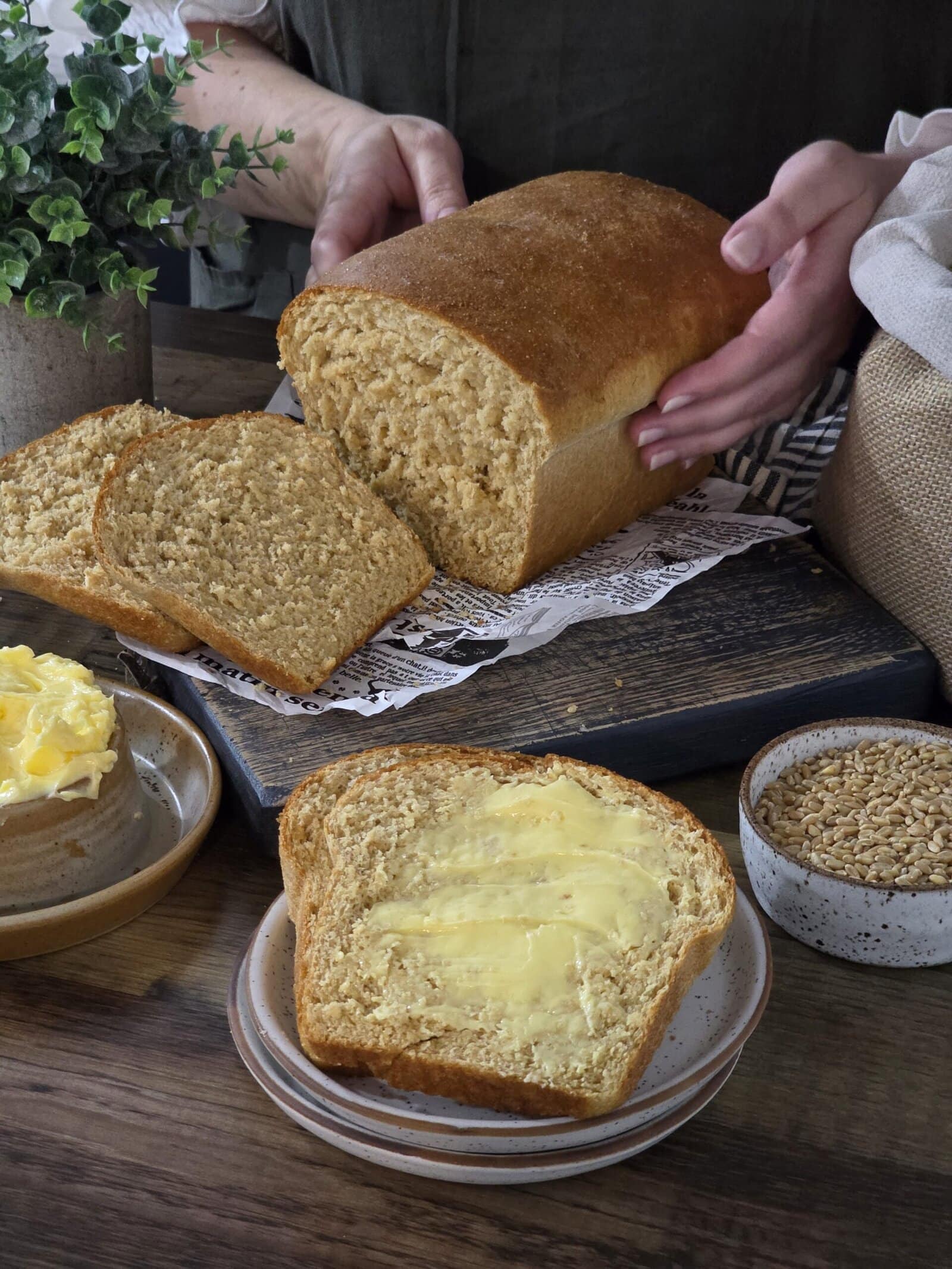 Homemade bread with freshly milled flour, perfect for baking and enjoying a warm slice.