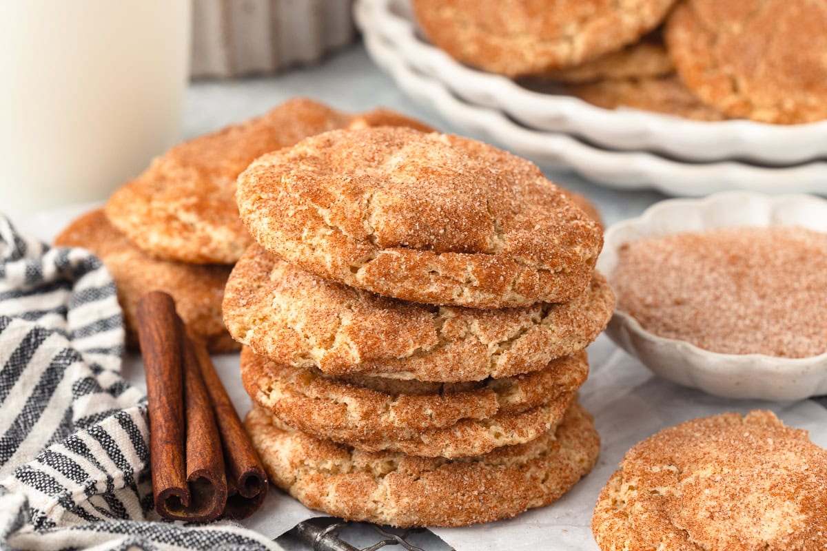 Freshly milled flour snickerdoodles with cinnamon and sugar coating.