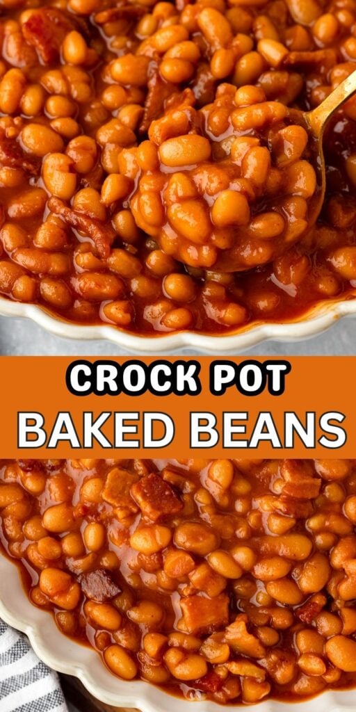 Crock pot baked beans pin graphic.