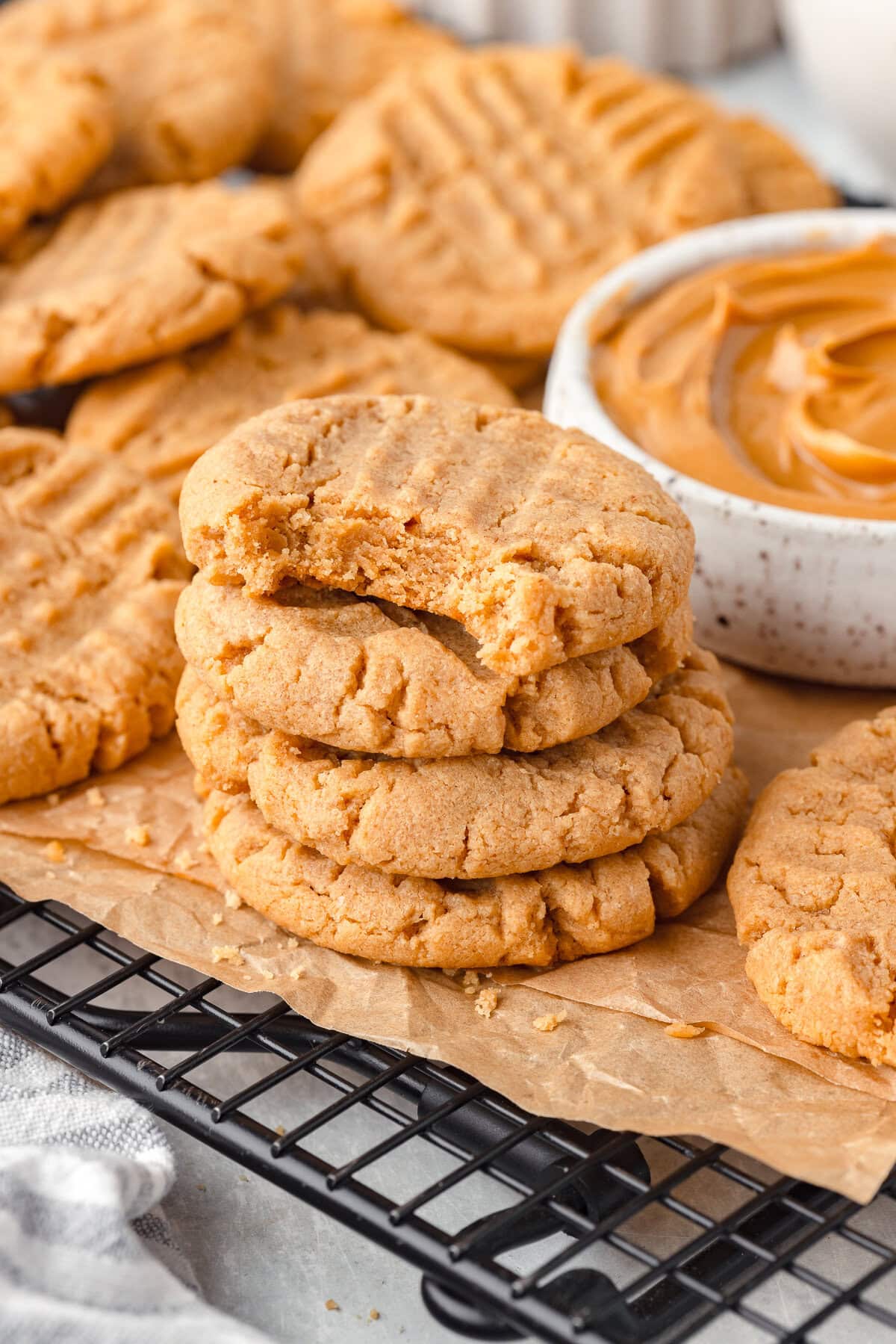 Fresh milled flour peanut butter cookies with a creamy peanut butter dip.