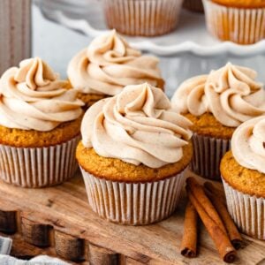 Pumpkin Cupcakes with Fresh Milled Flour with cream cheese frosting.